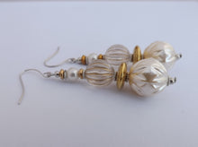 Load image into Gallery viewer, Large Faux Pearl &amp; Gold Handmade Chunky Bead Earrings

