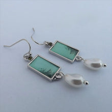 Load image into Gallery viewer, Faux Pearl, Grey &amp; Silver Tone Earrings
