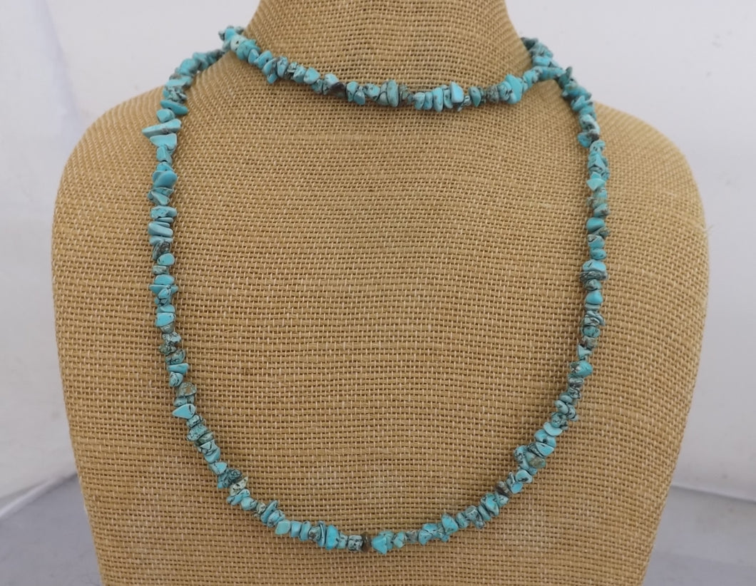 Faux Turquoise Chip Necklace