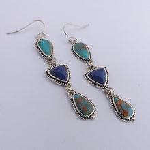 Load image into Gallery viewer, Faux Turquoise &amp; Silver Tone Drop Earrings
