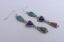 Load image into Gallery viewer, Faux Turquoise &amp; Silver Tone Drop Earrings
