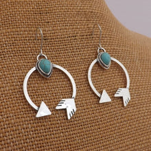 Load image into Gallery viewer, Faux Turquoise &amp;  Silver Tone Arrow Earrings
