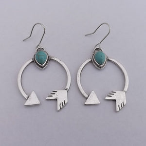 Faux Turquoise &  Silver Tone Arrow Earrings