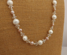 Load image into Gallery viewer, Freshwater Pearl &amp; Faceted Glass Handmade Bead Necklace
