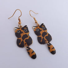 Load image into Gallery viewer, Ginger &amp; Black Cat Drop Earrings

