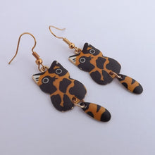 Load image into Gallery viewer, Ginger &amp; Black Cat Drop Earrings
