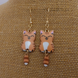 Ginger & White Cat Drop Earrings