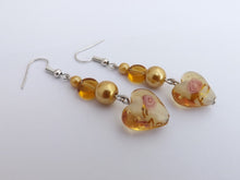 Load image into Gallery viewer, Gold Handmade Heart Bead Earrings
