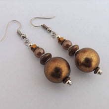 Load image into Gallery viewer, Gold &amp; Bronze Handmade Bead Earrings
