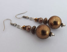 Load image into Gallery viewer, Gold &amp; Bronze Handmade Bead Earrings
