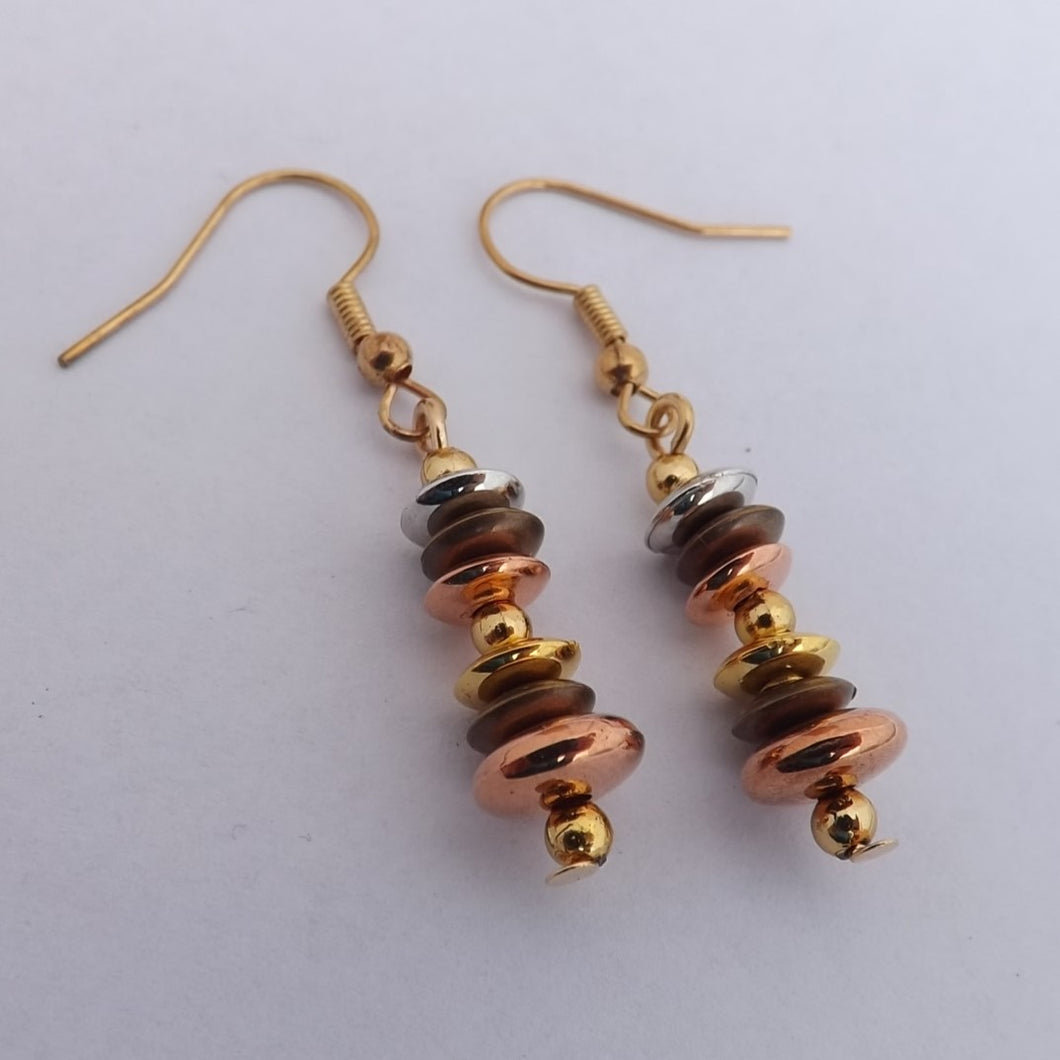 Gold, Bronze & Rose Gold Handmade Bead Earrings