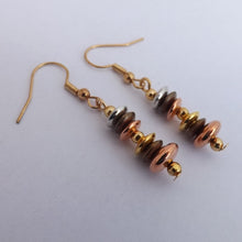 Load image into Gallery viewer, Gold, Bronze &amp; Rose Gold Handmade Bead Earrings
