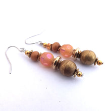 Load image into Gallery viewer, Gold &amp; Orange Handmade Bead Earrings
