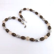 Load image into Gallery viewer, Gold, Silver &amp; Black Handmade Acrylic Bead Necklace
