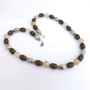 Gold, Silver & Black Handmade Acrylic Bead Necklace