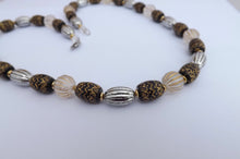 Load image into Gallery viewer, Gold, Silver &amp; Black Handmade Acrylic Bead Necklace
