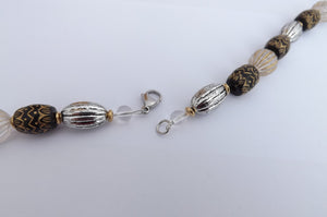 Gold, Silver & Black Handmade Acrylic Bead Necklace
