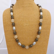 Load image into Gallery viewer, Gold, Silver &amp; Black Handmade Acrylic Bead Necklace
