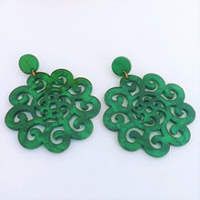 Load image into Gallery viewer, Green Chunky Filigree Acrylic Earrings
