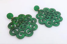 Load image into Gallery viewer, Green Chunky Filigree Acrylic Earrings
