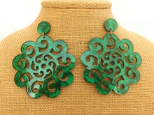 Load image into Gallery viewer, Green Chunky Filigree Acrylic Earrings
