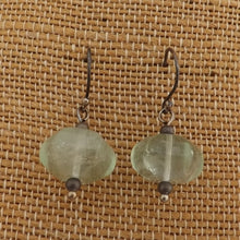 Load image into Gallery viewer, Green Fluorite Bead Earrings on Tarnished Sterling Silver Hooks
