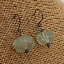 Load image into Gallery viewer, Green Fluorite Bead Earrings on Tarnished Sterling Silver Hooks
