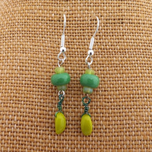 Load image into Gallery viewer, Green Handmade Bead Earrings (Made in NZ)
