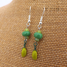 Load image into Gallery viewer, Green Handmade Bead Earrings (Made in NZ)
