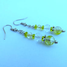 Load image into Gallery viewer, Green &amp; Clear Handmade Bead Earrings
