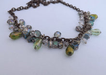 Load image into Gallery viewer, Green, Clear &amp; Grey Handmade Bead Drop on Chain Necklace
