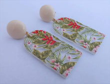 Load image into Gallery viewer, Green &amp; Pink Floral &amp; Leaf Acrylic Earrings
