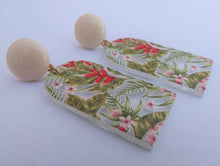 Load image into Gallery viewer, Green &amp; Pink Floral &amp; Leaf Acrylic Earrings
