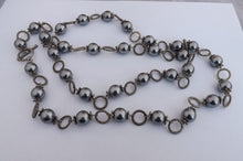 Load image into Gallery viewer, Grey Faux Pearl &amp; Silver Tone Bead &amp; Metal Link Necklace
