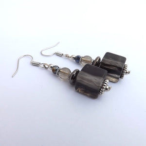 Grey Handmade Bead Earrings