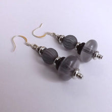 Load image into Gallery viewer, Grey, Black &amp; Silver Handmade Bead Earrings
