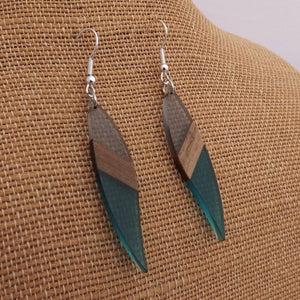 Grey & Blue Resin & Wood Earrings