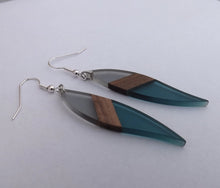 Load image into Gallery viewer, Grey &amp; Blue Resin &amp; Wood Earrings
