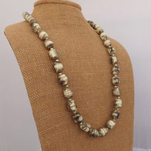 Load image into Gallery viewer, Grey, Cream &amp; Gold Vintage Bead Necklace
