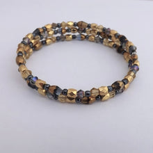 Load image into Gallery viewer, Grey &amp; Gold Handmade Memory Wire Bead Bracelet
