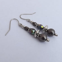 Load image into Gallery viewer, Grey &amp; Silver Handmade Bead Earrings
