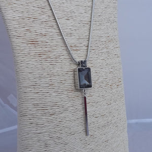 Grey & Silver Tone Triangle  Pendant Necklace