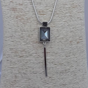 Grey & Silver Tone Triangle  Pendant Necklace
