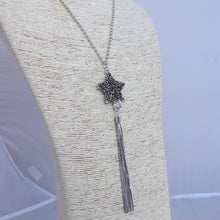 Load image into Gallery viewer, Grey Sparkly Star &amp; Snake Chain Tassel Pendant Necklace on Chain
