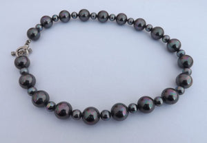 Grey with AB Lustre Crushed Seashell Pearl Bead Necklace