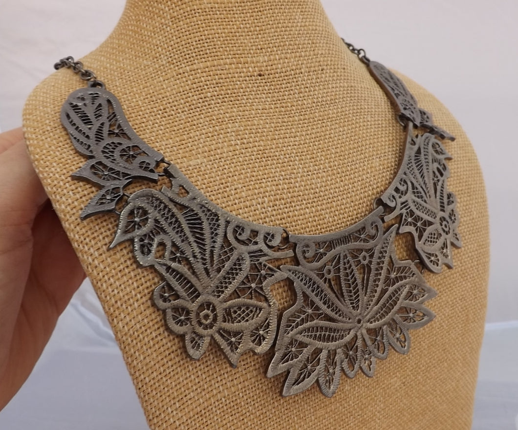 Gunmetal Grey Collar Necklace