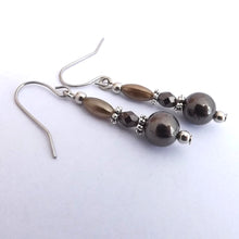 Load image into Gallery viewer, Gunmetal Grey Handmade Bead Earrings
