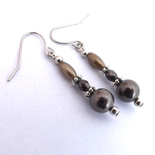 Load image into Gallery viewer, Gunmetal Grey Handmade Bead Earrings
