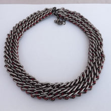 Load image into Gallery viewer, Gunmetal Grey Chunky Chain &amp; Red Cord Necklace
