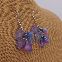 Load image into Gallery viewer, Handmade Blue &amp; Purple Leaf Drop Earrings
